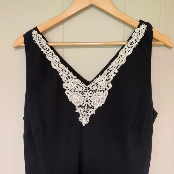 Women’s Vintage Y2K Black Dress 16W Midi Lace Tiered Cottagecore 90s - Picture 3 of 10